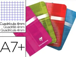 Carnet piqué clairefontaine papier vélin velouté couverture pelliculée lavable 7,5x12cm 48 pages 90g 4x4mm
