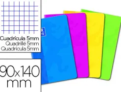 Carnet piqué oxford couverture pelliculée lavable souple 9x14cm 96 pages 90g 5x5mm coloris assortis
