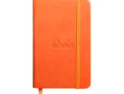 Carnet rhodia webnotebook a6 9x14cm couverture simili cuir tangerine 192 pages 90g uni élastique marque-page orange