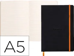 Carnet souple clairefontaine rhodiarama a5 ligné 160 pages papier ivoire 90g fermeture élastique coloris noir