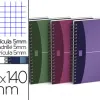 Carnet spirale oxford urban mix couverture pp reliure intégrale 9x11,4cm 180 pages 90g 5x5mm coloris assortis