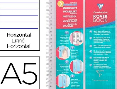 Carnet vocabulaire clairefontaine kover book reliure intégrale couverture pp 2 rabats a5 14,8x21cm 100 pages 90g ligné