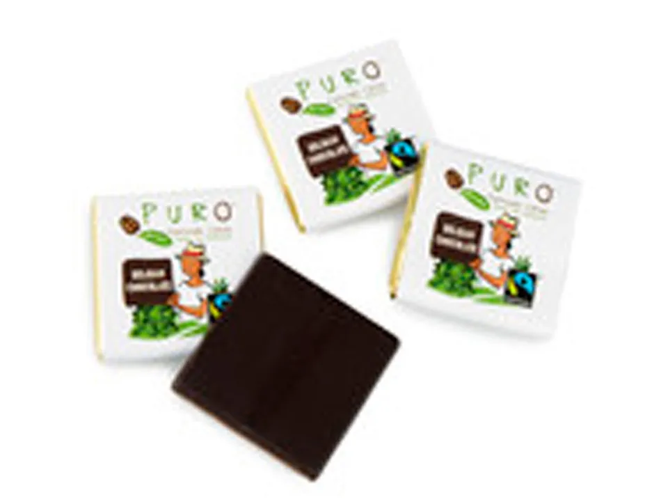 Carre chocolat noir puro 58% cacao puro fairtrade env. 4,5g carton 250 unites