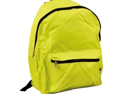 Cartable liderpapel 1 compartiment résistant 2 poches fermeture éclair bretelles matelassées 40x30x17cm vert citron