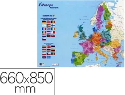 Carte europe bouchut pelliculee effaçable 4 oeillets suspension poids 250g format 66x84.5cm tube