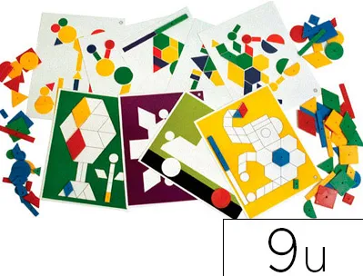 Carte logicolor recto verso 100 pièces formes géométriques coloris vifs rouge vert jaune bleu lot 9 unités