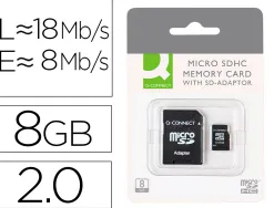 Carte micro q-connect sdhc adaptateur sd capacité 8gb classe 4 téléphones portables tablettes