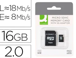 Carte micro q-connect sdhc adaptateur sd capacité 16gb classe 4 téléphones portables tablettes