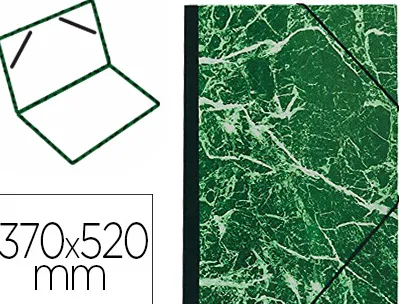 Carton à dessin exacompta papier marbré vert 90g dos koveril noir fermeture élastique 370x520mm
