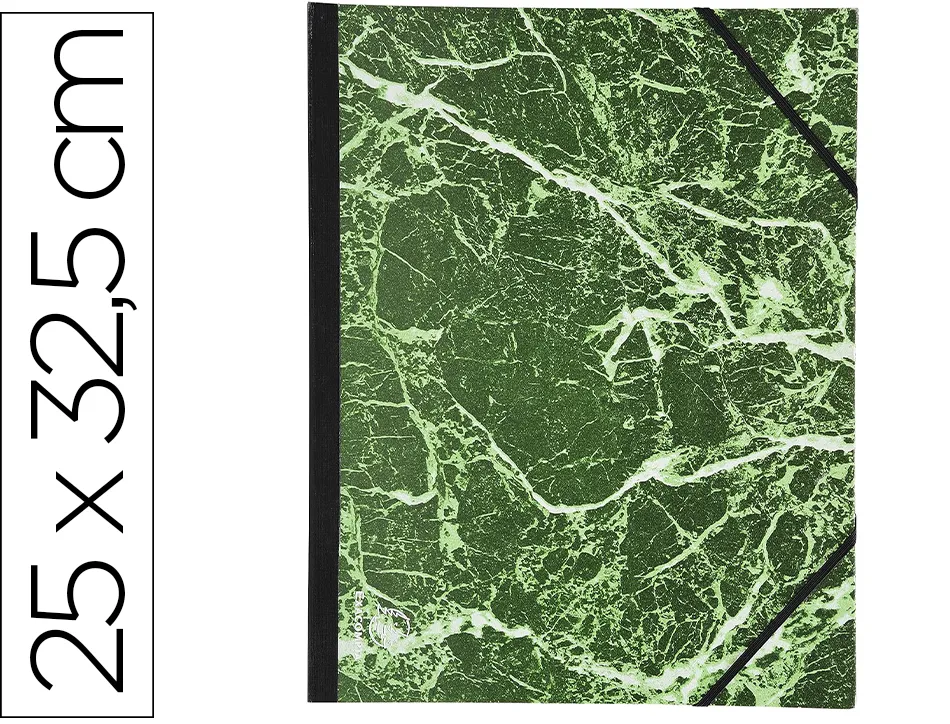 Carton a dessin exacompta 25x32.5 cm papier marbre vernis dos toile renforce fermeture a elastiques vert