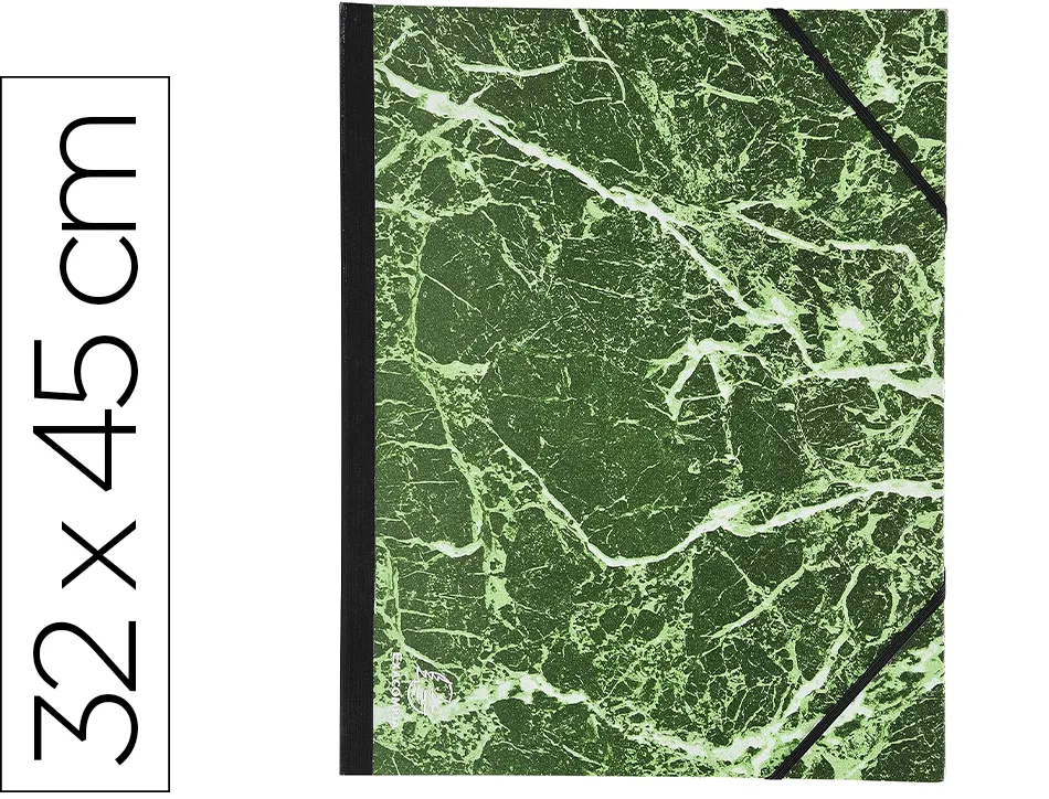 Carton a dessin exacompta 32x45 cm papier marbre vernis dos toile renforce fermeture a elastiques vert