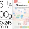 Carton a paillettes folia basic 300g/m2 bloc colle en tete 170x245mm coloris assortis pastel 6 feuilles