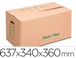 Carton de demenagement gpv pack'npost compact marron 637x340x360mm poignee renforcee resiste jusqu'a 25kg