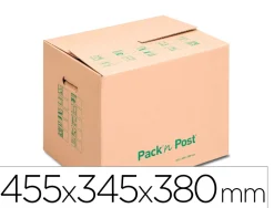 Carton de demenagement gpv pack'npost compact marron 455x345x380mm poignee renforcee resiste jusqu'a 25kg