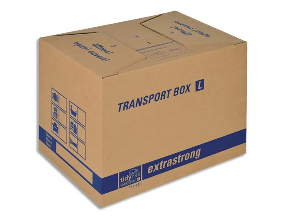 Carton de demenagement tidypac double cannelure format l dim l50 x h35 x p35,5 cm coloris brun