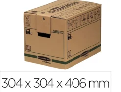 Carton de déménagement fellowes carton ondulé double épaisseur 30,4x40,6x30,4cm poignées transporte jusqu'a 26kg