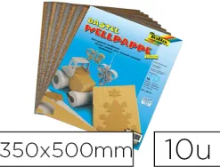 Carton ondulé folia 350x500mm coloris or et argent paquet de 10 unités