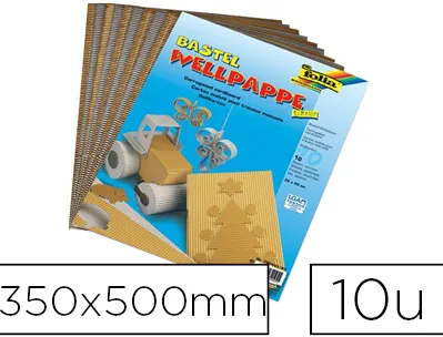 Carton ondulé folia 350x500mm coloris or et argent paquet de 10 unités