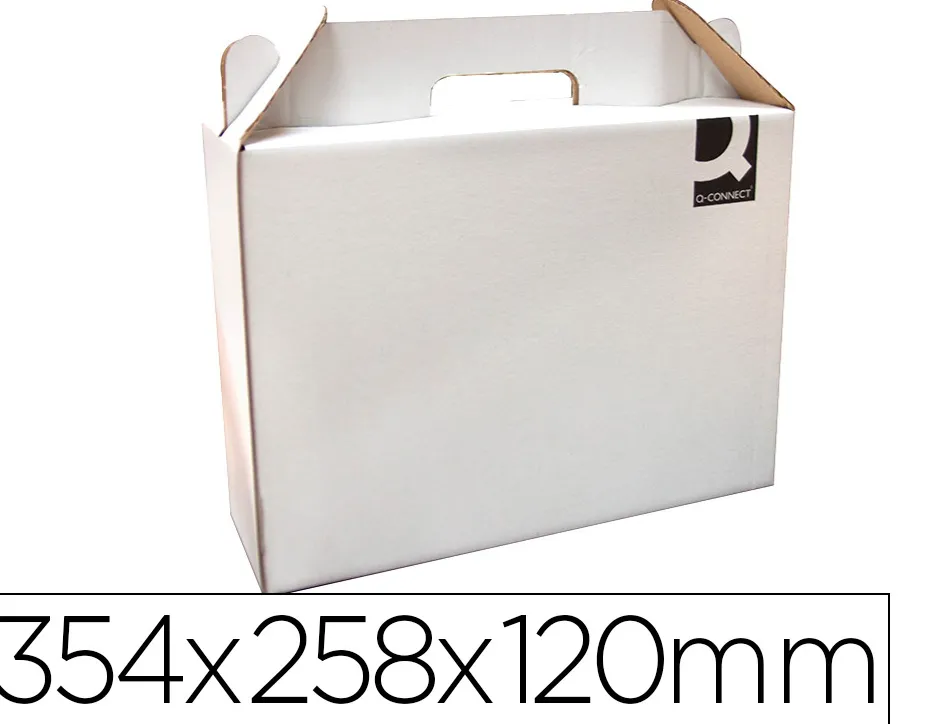 Carton valisette q-connect porte-documents 355x120x258 mmavec anses boite pour envoi ettransport coloris blanc