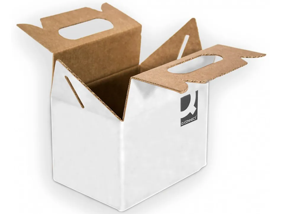 Carton valisette q-connect porte-documents 355x120x258 mmavec anses boite pour envoi ettransport coloris blanc