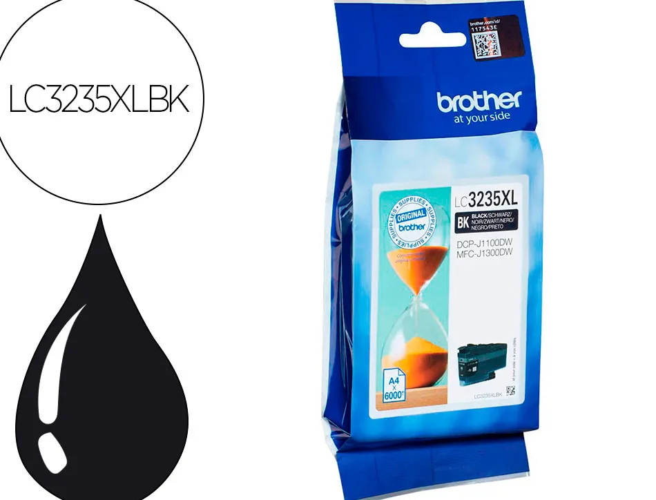 Cartouche brother jet d'encre lc3235xlbk couleur noir 6000 pag