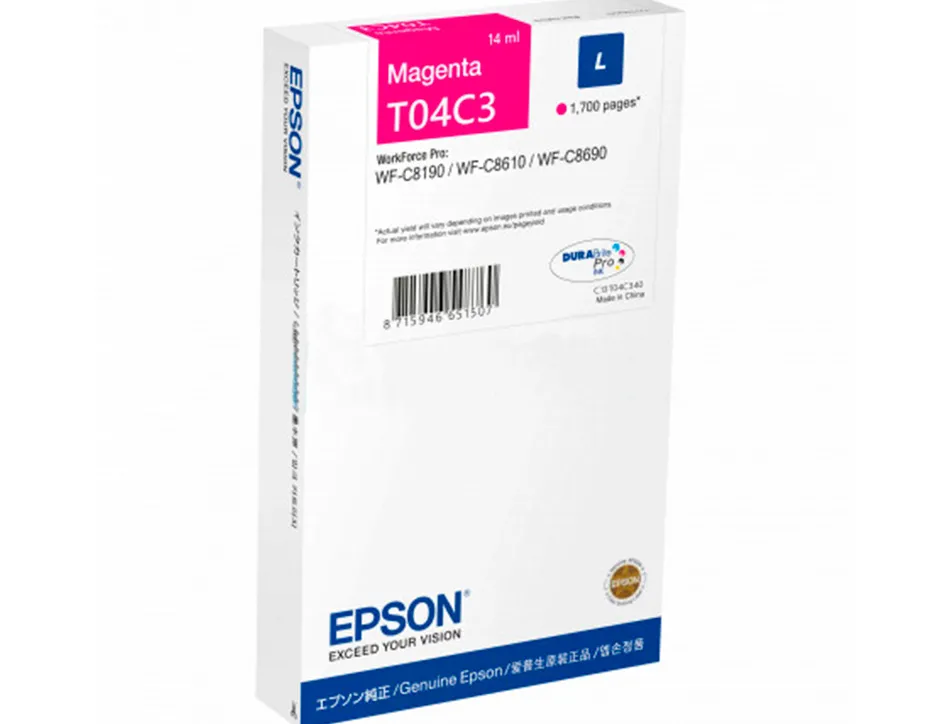 Cartouche epson jet d'encre t04c3 couleur magenta 1700 pag