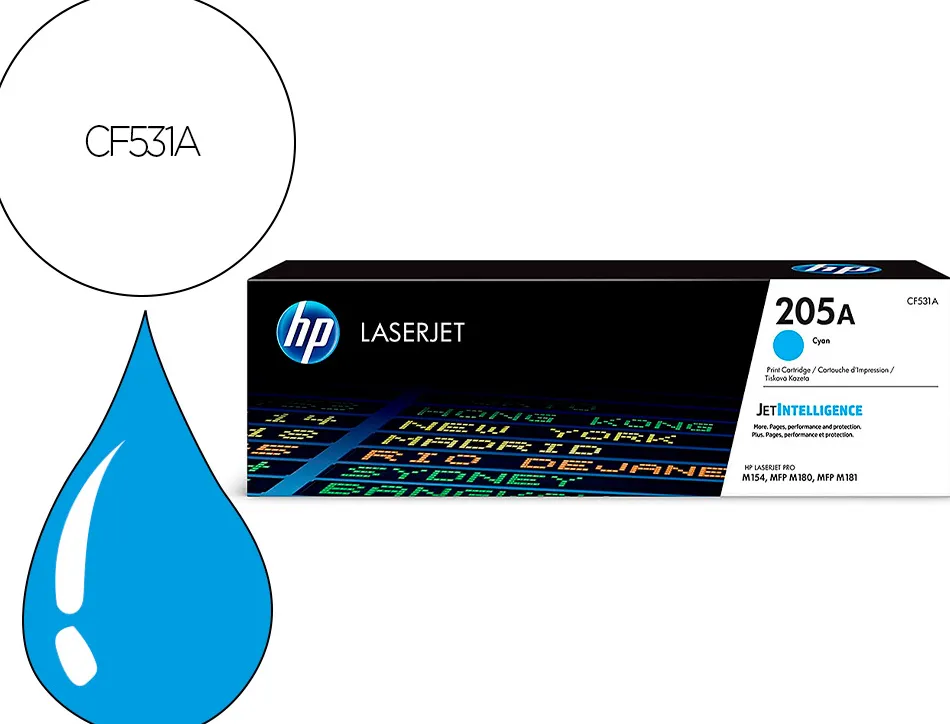 Cartouche hp laserjet 205a couleur cyan 900 pag cf5 31a