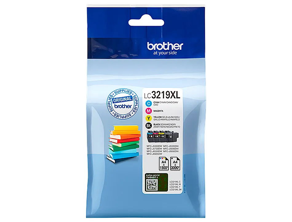 Cartouche brother jet d'encre lc3219xl pack 4 coloris noir jaune cyan et magenta 3000p