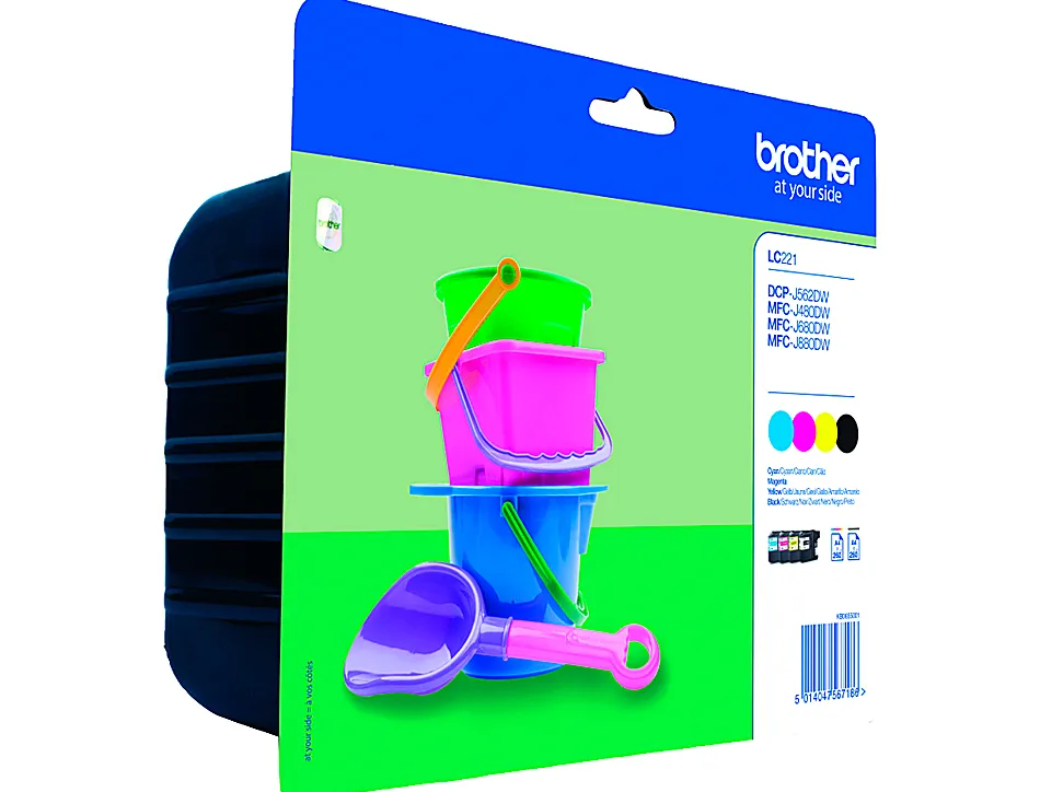 Cartouche brother jet d'encre lc221valbp pack 4 couleurs noir/jaune/magenta/cyan