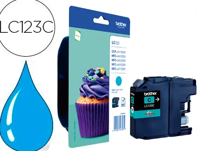Cartouche brother jet d'encre lc123c couleur cyan 600p