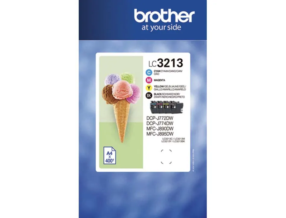 Cartouche brother jet d'encre lc3213 couleurs jaune magenta cyan noir 400p