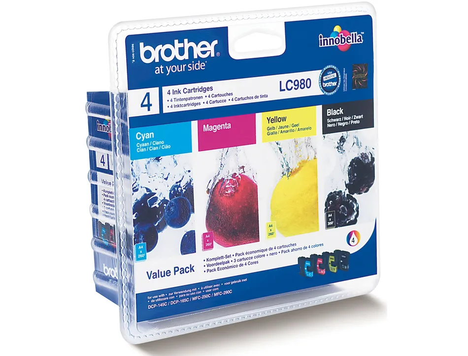 Cartouche brother jet d'encre lc980valbp pack 4 encres