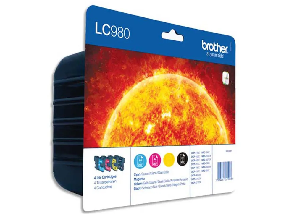 Cartouche brother jet d'encre lc980valbp pack 4 encres