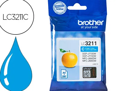 Cartouche brother jet d'encre lc3211c couleur cyan 200p