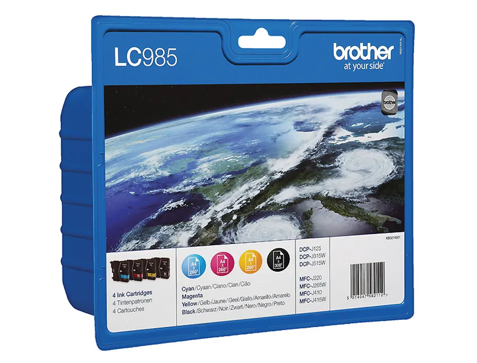 Cartouche brother jet d'encre lc985valbp pack 4 encres