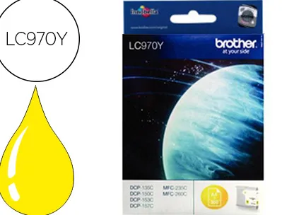 Cartouche brother jet d'encre lc970y couleur jaune 300p