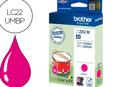 Cartouche brother jet d'encre lc22umbp couleur magenta 1.200p
