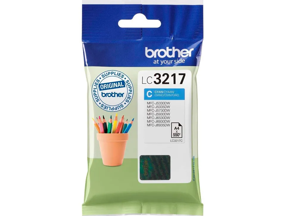 Cartouche brother jet d'encre lc3217 couleur cyan 550p