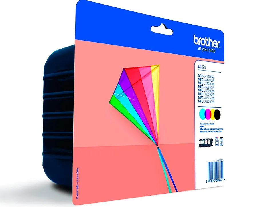 Cartouche brother jet d'encre originale lc223 3 couleurs + noir multipack 4 unités