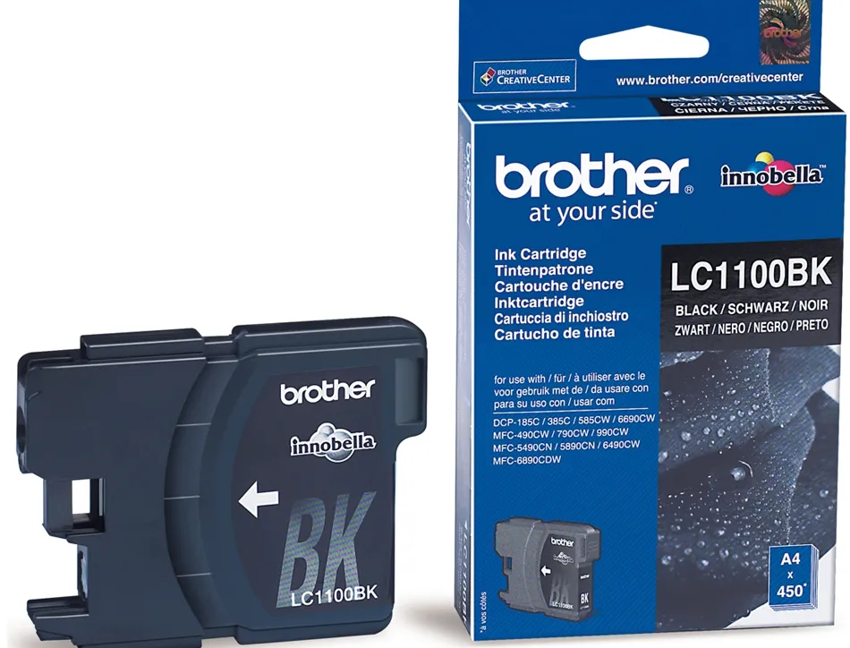 Cartouche brother jet d'encre lc1100bk couleur noir 450p