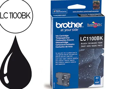 Cartouche brother jet d'encre lc1100bk couleur noir 450p