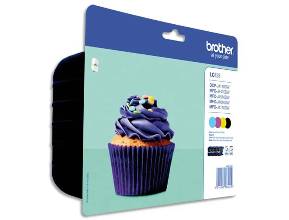 Cartouche brother jet d'encre lc123valbp pack 4 encres noir/cyan/magenta/jaune