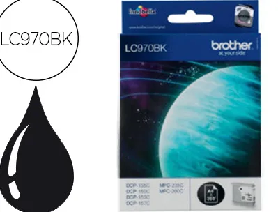 Cartouche brother jet d'encre lc970bk couleur noir 350p