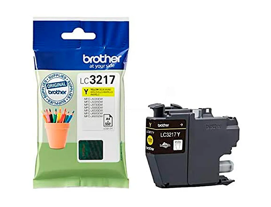 Cartouche brother jet d'encre lc3217 couleur jaune 550p