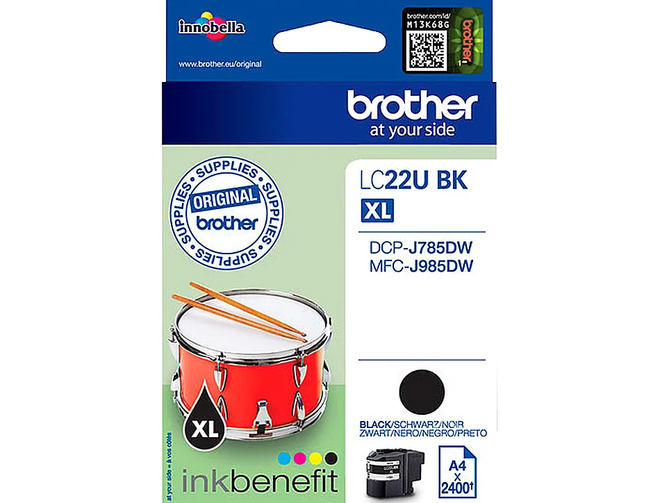 Cartouche brother jet d'encre lc22ubk couleur noir 2.400p