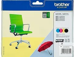 Cartouche brother jet d'encre lc229xlvalbp pack 4 couleurs noir jaune cyan magenta 1200p
