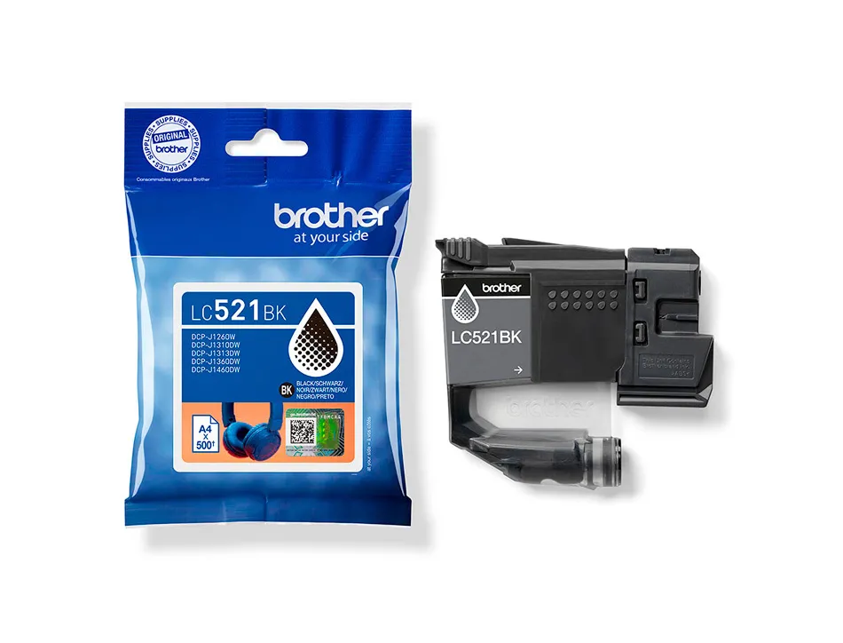 Cartouche brother jet d'encre lc521bk couleur noir 500p