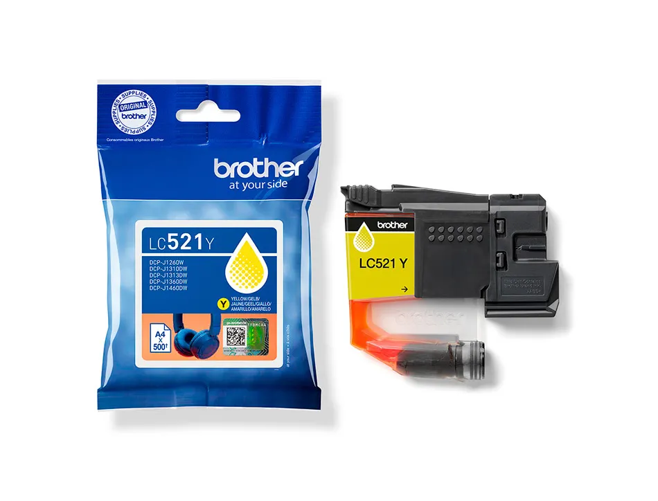 Cartouche brother jet d'encre lc521y couleur jaune 500p