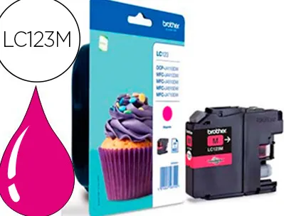 Cartouche brother jet d'encre lc123m couleur magenta 600p