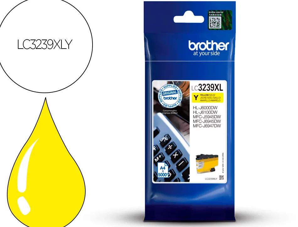 Cartouche brother jet d'encre lc3239y jaune 5000 pag